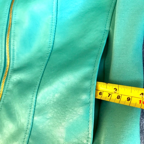 Colleen Lopez Turquoise Faux Leather Jacket GORGEOUS!! - Picture 11 of 12